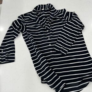 J.CREW herringbone stripe Beach cover up one size navy+white long sleeve tunic